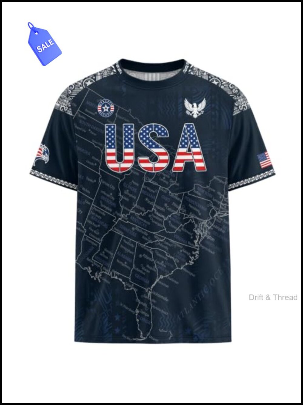Men's USA Jersey Soccer Shirt Short Sleeve Polyester Crew Neck USA Spirit